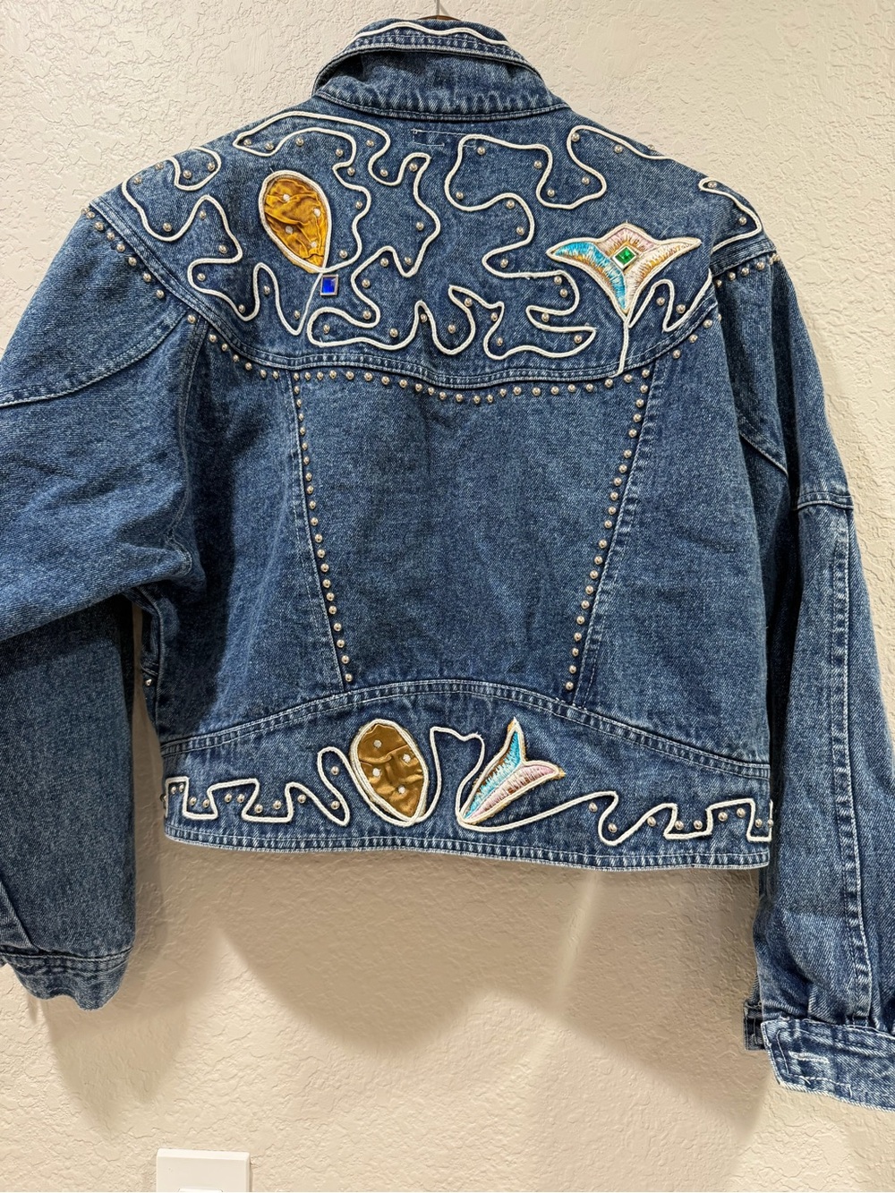 Main Jeans 1980s Jewelled Jean Jacket Size XL - Picture 10 of 15